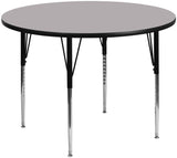 60'' Round Activity Table with Grey Thermal Fused Laminate Top and Standard Height Adjustable Legs