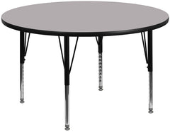 60'' Round Activity Table with Grey Thermal Fused Laminate Top and Height Adjustable Preschool Legs