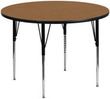 60'' Round Activity Table with Oak Thermal Fused Laminate Top and Standard Height Adjustable Legs