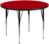 60'' Round Activity Table with Red Thermal Fused Laminate Top and Standard Height Adjustable Legs