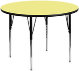 60'' Round Activity Table with Yellow Thermal Fused Laminate Top and Standard Height Adjustable Legs