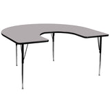 60''W x 66''L Horseshoe Shaped Activity Table with Grey Thermal Fused Laminate Top and Standard Height Adjustable Legs