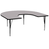 60''W x 66''L Horseshoe Shaped Activity Table with Grey Thermal Fused Laminate Top and Height Adjustable Preschool Legs