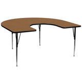 60''W x 66''L Horseshoe Shaped Activity Table with Oak Thermal Fused Laminate Top and Standard Height Adjustable Legs