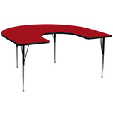 60''W x 66''L Horseshoe Shaped Activity Table with Red Thermal Fused Laminate Top and Standard Height Adjustable Legs