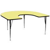 60''W x 66''L Horseshoe Shaped Activity Table with Yellow Thermal Fused Laminate Top and Standard Height Adjustable Legs