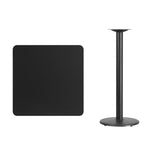 30'' Square Black Laminate Table Top with 18'' Round Bar Height Table Base