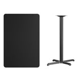 30'' x 45'' Rectangular Black Laminate Table Top with 22'' x 30'' Bar Height Table Base