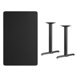 30'' x 48'' Rectangular Black Laminate Table Top with 5'' x 22'' Table Height Bases