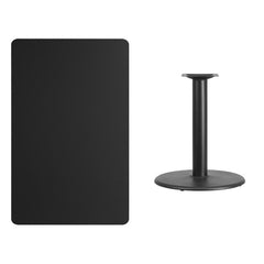 30'' x 48'' Rectangular Black Laminate Table Top with 24'' Round Table Height Base