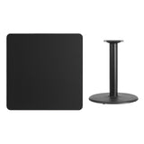 36'' Square Black Laminate Table Top with 24'' Round Table Height Base