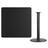 42'' Square Black Laminate Table Top with 24'' Round Bar Height Table Base