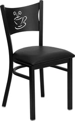 HERCULES Series Black Coffee Back Metal Restaurant Chair - Black Vinyl Seat