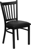 HERCULES Series Black Vertical Back Metal Restaurant Chair - Black Vinyl Seat