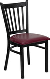 HERCULES Series Black Vertical Back Metal Restaurant Chair - Burgundy Vinyl Seat