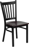 HERCULES Series Black Vertical Back Metal Restaurant Chair - Mahogany Wood Seat