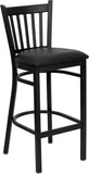 HERCULES Series Black Vertical Back Metal Restaurant Barstool - Black Vinyl Seat