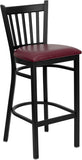 HERCULES Series Black Vertical Back Metal Restaurant Barstool - Burgundy Vinyl Seat