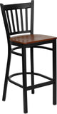 HERCULES Series Black Vertical Back Metal Restaurant Barstool - Cherry Wood Seat