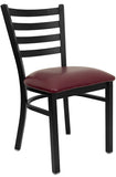 HERCULES Series Black Ladder Back Metal Restaurant Chair - Burgundy Vinyl Seat