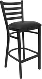 HERCULES Series Black Ladder Back Metal Restaurant Barstool - Black Vinyl Seat