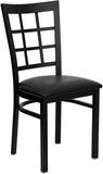 HERCULES Series Black Window Back Metal Restaurant Chair - Black Vinyl Seat