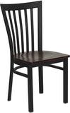 HERCULES Series Black School House Back Metal Restaurant Chair - Mahogany Wood Seat