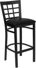 HERCULES Series Black Window Back Metal Restaurant Barstool - Black Vinyl Seat