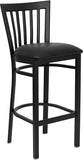 HERCULES Series Black School House Back Metal Restaurant Barstool - Black Vinyl Seat