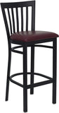 HERCULES Series Black School House Back Metal Restaurant Barstool - Burgundy Vinyl Seat