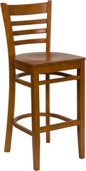 HERCULES Series Cherry Finished Ladder Back Wooden Restaurant Barstool