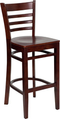 HERCULES Series Mahogany Finished Ladder Back Wooden Restaurant Barstool