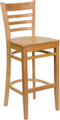 HERCULES Series Natural Wood Finished Ladder Back Wooden Restaurant Barstool