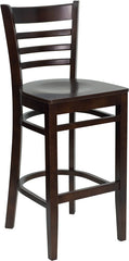 HERCULES Series Walnut Finished Ladder Back Wooden Restaurant Barstool