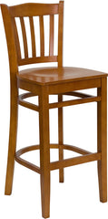 HERCULES Series Cherry Finished Vertical Slat Back Wooden Restaurant Barstool