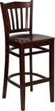 HERCULES Series Mahogany Finished Vertical Slat Back Wooden Restaurant Barstool