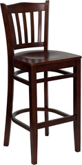 HERCULES Series Mahogany Finished Vertical Slat Back Wooden Restaurant Barstool