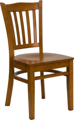 HERCULES Series Cherry Finished Vertical Slat Back Wooden Restaurant Chair