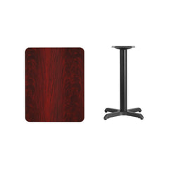 24'' x 30'' Rectangular Mahogany Laminate Table Top with 22'' x 22'' Table Height Base