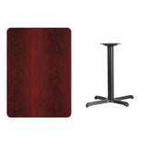 30'' x 42'' Rectangular Mahogany Laminate Table Top with 22'' x 30'' Table Height Base