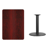 30'' x 42'' Rectangular Mahogany Laminate Table Top with 24'' Round Table Height Base