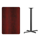 30'' x 45'' Rectangular Mahogany Laminate Table Top with 22'' x 30'' Bar Height Table Base