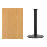 30'' x 45'' Rectangular Natural Laminate Table Top with 24'' Round Bar Height Table Base