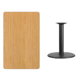 30'' x 48'' Rectangular Natural Laminate Table Top with 24'' Round Table Height Base