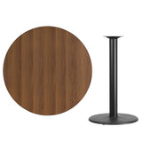 42'' Round Walnut Laminate Table Top with 24'' Round Bar Height Table Base