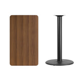 24'' x 42'' Rectangular Walnut Laminate Table Top with 24'' Round Bar Height Table Base