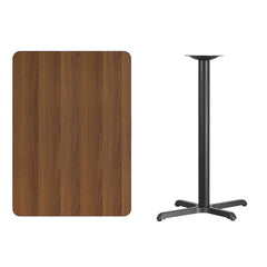 30'' x 42'' Rectangular Walnut Laminate Table Top with 22'' x 30'' Bar Height Table Base