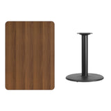 30'' x 42'' Rectangular Walnut Laminate Table Top with 24'' Round Table Height Base