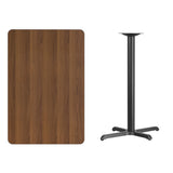 30'' x 45'' Rectangular Walnut Laminate Table Top with 22'' x 30'' Bar Height Table Base