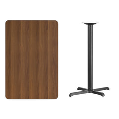 30'' x 45'' Rectangular Walnut Laminate Table Top with 22'' x 30'' Bar Height Table Base